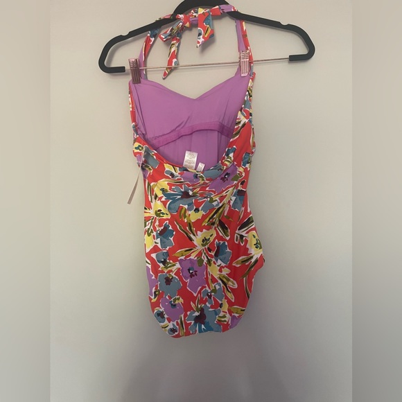 Anne Cole Halter One-Piece Swimsuit Floral-Print Shirred Size 8 NWT - Picture 4 of 9